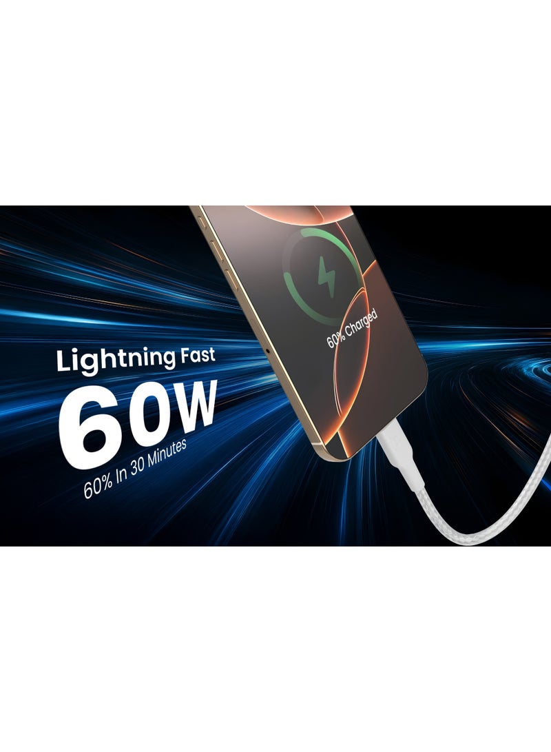 باورولوجي كابل شاحن آيفون 30 سم [معتمد من MFi] كابل USB C إلى لايتنينغ مضفر، شحن سريع مع توصيل الطاقة PD 60W، كابل شحن آيفون لهواتف آيفون 14/14 برو/14 بلس/14 برو ماكس، آيباد برو، وآيفون 8-13 جميع السلاسل. - Image 2